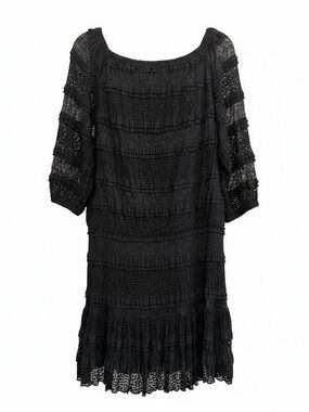 Candie's Black Lace Ruffle Midi Dress